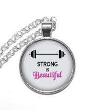 Halsband Silver Brons Strong is Beautiful Gym Träning Hälsa