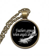 Halsband Brons Silver Citat Änglar Angels Fjädrar Feathers