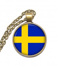 Halsband Brons Silver Heja Sverige Svenska Flaggan Blågul