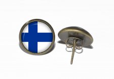 Örhängen Rostfritt Stål Brons Stift Studs Finland Flagga Suomi