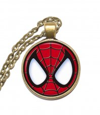 Halsband Brons Silver Spindelmannen Spiderman Mask Logga Marvel