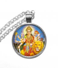Halsband Brons Silver Devi Hinduism Gudinna Lejon