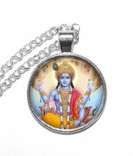 Halsband Brons Silver Vishnu Hinduism Blå