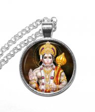 Halsband Brons Silver Hanuman Hinduism Gud Apansikte