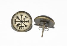 Örhängen Rostfritt Stål Brons Stift Studs Vegvisir Kompass Symbol Rungalder Vikingar Vikings