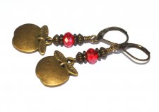 Örhängen Nickelfria Brons Brisyr Äpple Röd Kristall