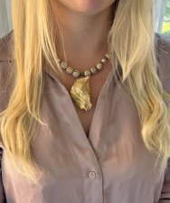 Halsband Återbruk Ostron Guld Boho Unikt