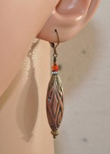 Retro Statement earrings with 1970s vintage acrylic beads in uncirculated condition, Swarovski crystals, rhinestone rondelles, a