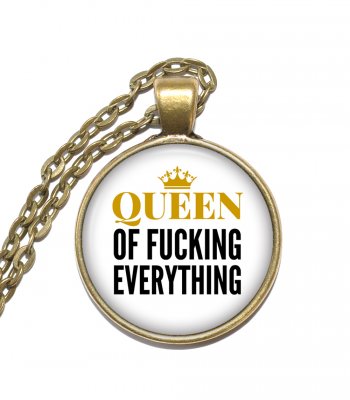 Halsband Brons Silver Citat Text Queen of Fucking Everything