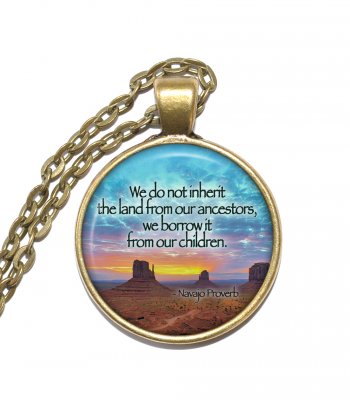 Halsband Brons Silver Navajo Indian Ordspråk Proverb Inspiration