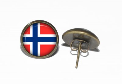 Örhängen Rostfritt Stål Brons Stift Studs Norge Flagga