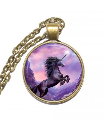 Halsband Brons Silver Enhörning Unicorn Fantasy