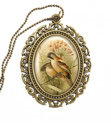 Halsband Kulkedja Statement Viktoriansk Victorian Fåglar Birds Vintage