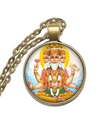Halsband Brons Silver Brahma Hinduism Lotusblomma