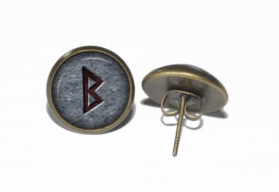 Örhängen Rostfritt Stål Brons Stift Studs Vikingar Vikings Runor Berkana Björkrunan Freja Pånyttfödelse Kvinnlig fruktbarhet Väl