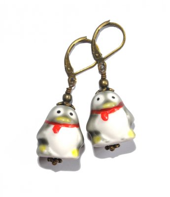 Örhängen Nickelfria Brons Brisyr Porslin Pingvin