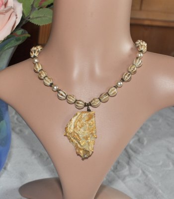 Halsband Återbruk Ostron Guld Boho Unikt