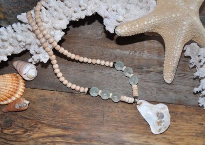 Halsband Ostron Strandfynd Frostat Glas
