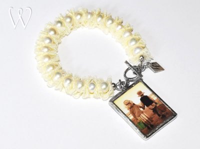 Armband Shabby Chic Sötvattenspärlor Vintage Spets Silver Romantik